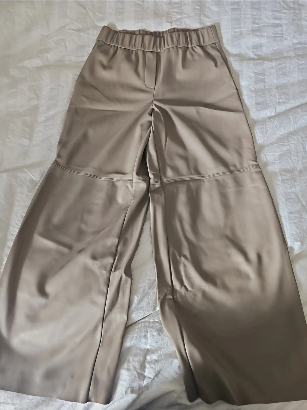 Banana Republic Factory Wide-Leg Satin Pants in Taupe